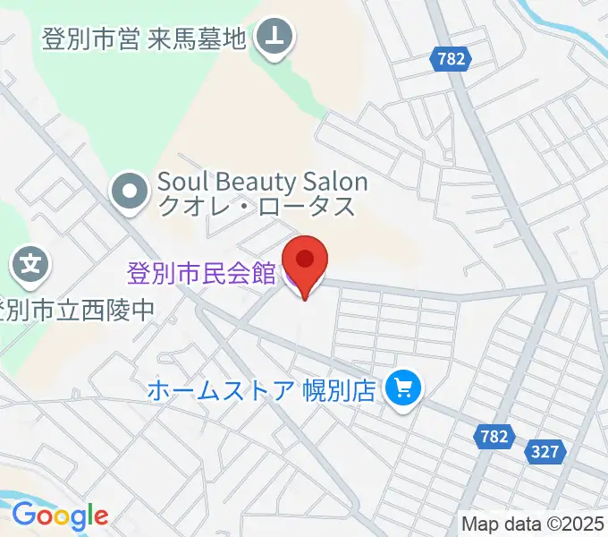 登別市民会館の地図