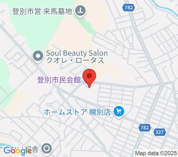 登別市民会館の地図
