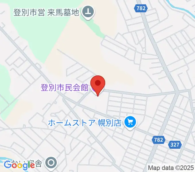 登別市民会館の地図