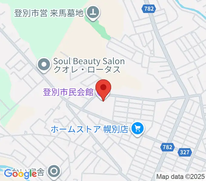 登別市民会館の地図