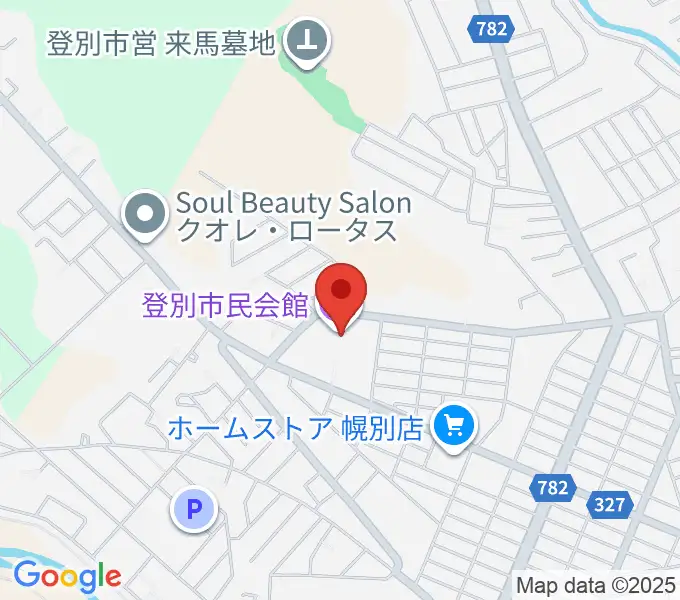 登別市民会館の地図
