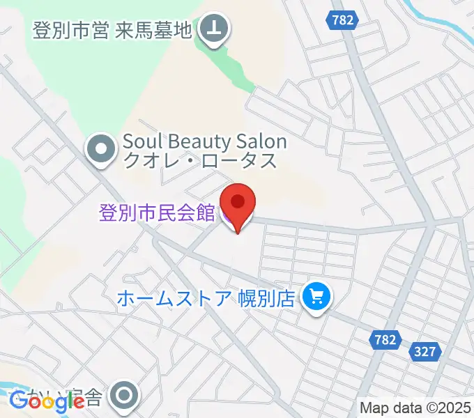 登別市民会館の地図