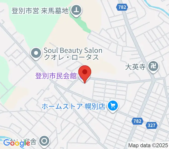 登別市民会館の地図