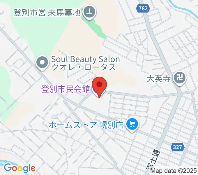 登別市民会館の地図