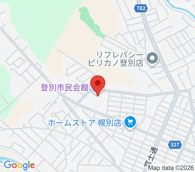 登別市民会館の地図