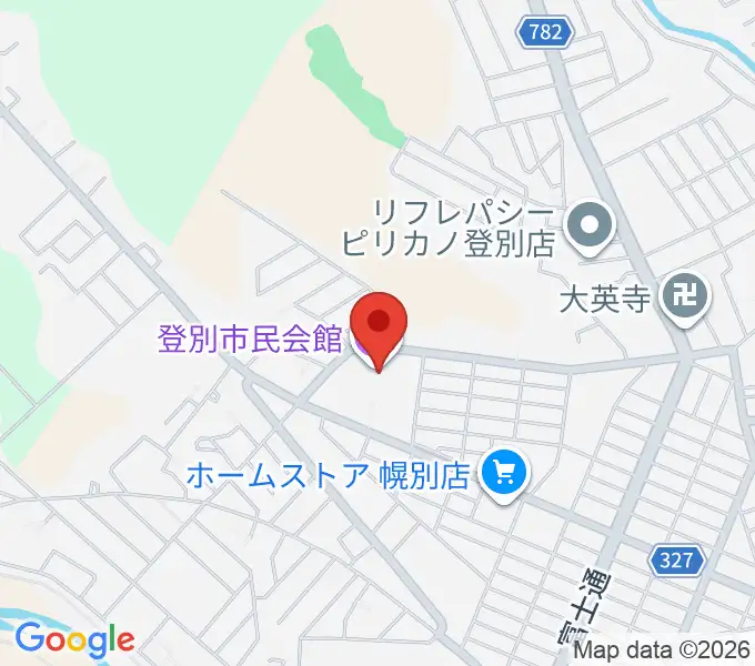 登別市民会館の地図