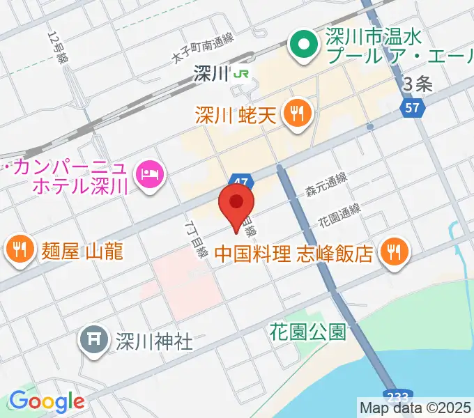 深川市文化交流ホールみ・らいの地図