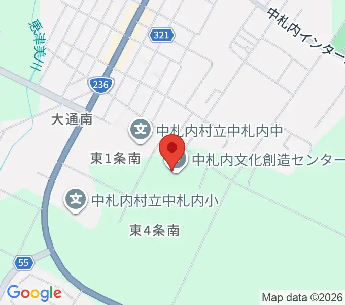 中札内文化創造センターの地図