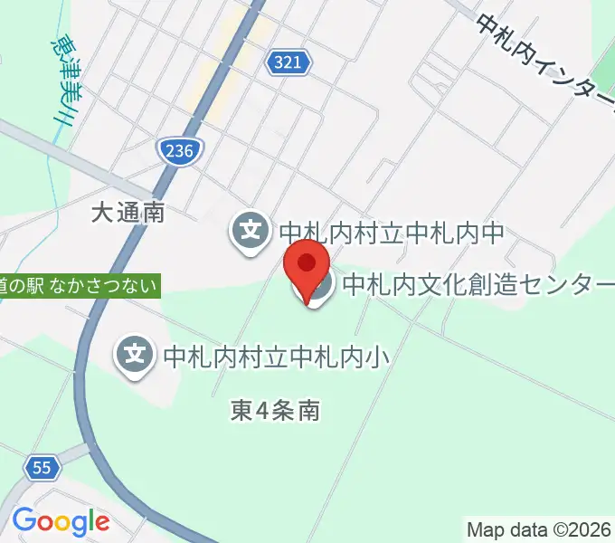 中札内文化創造センターの地図