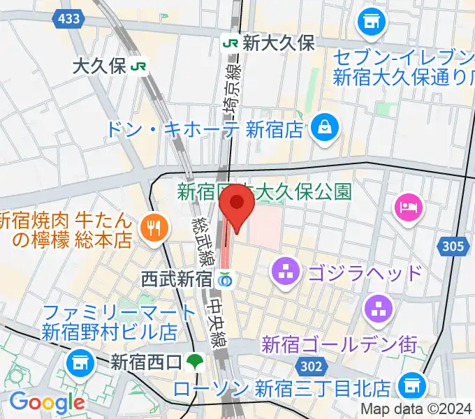 スタジオミュージックシティの地図