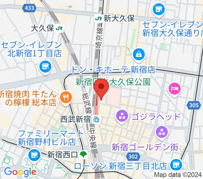 スタジオミュージックシティの地図