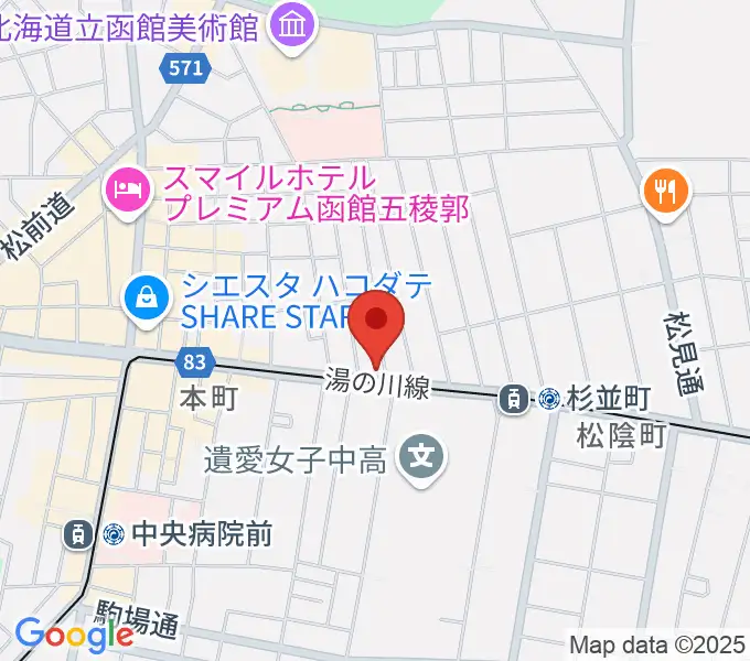 カワイ函館ショップの地図