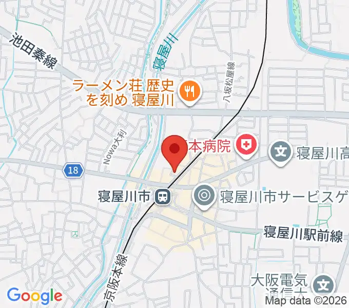 大東楽器 寝屋川店の地図