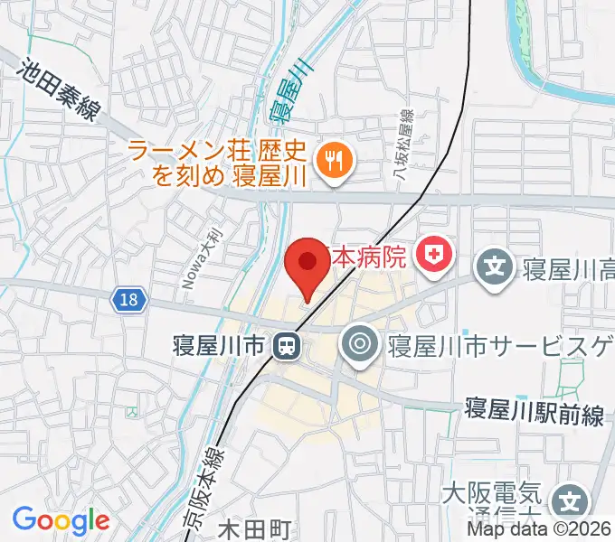 大東楽器 寝屋川店の地図
