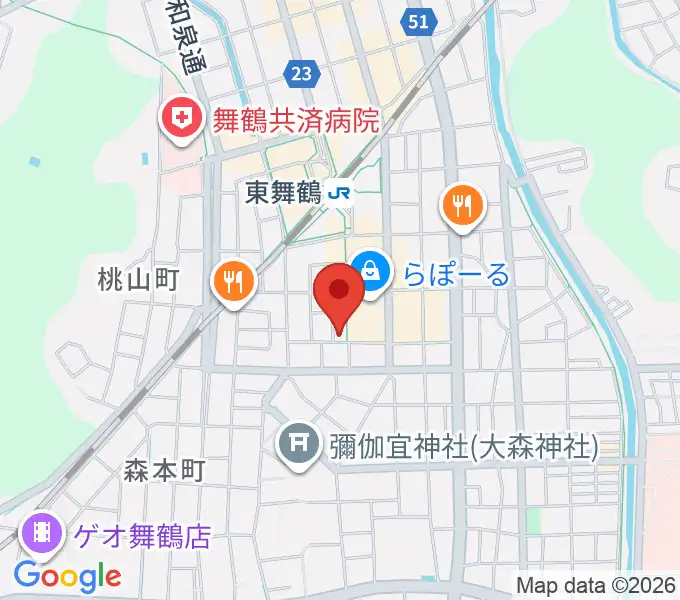 カワイ舞鶴ショップの地図