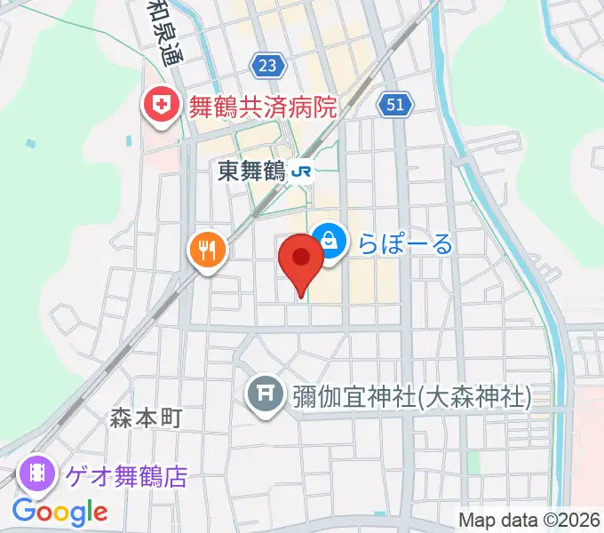 カワイ舞鶴ショップの地図