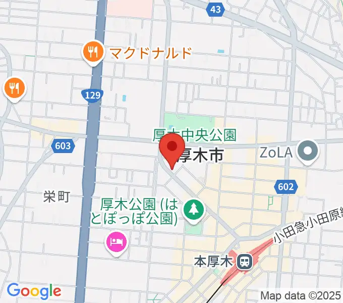 カワイ厚木ショップの地図