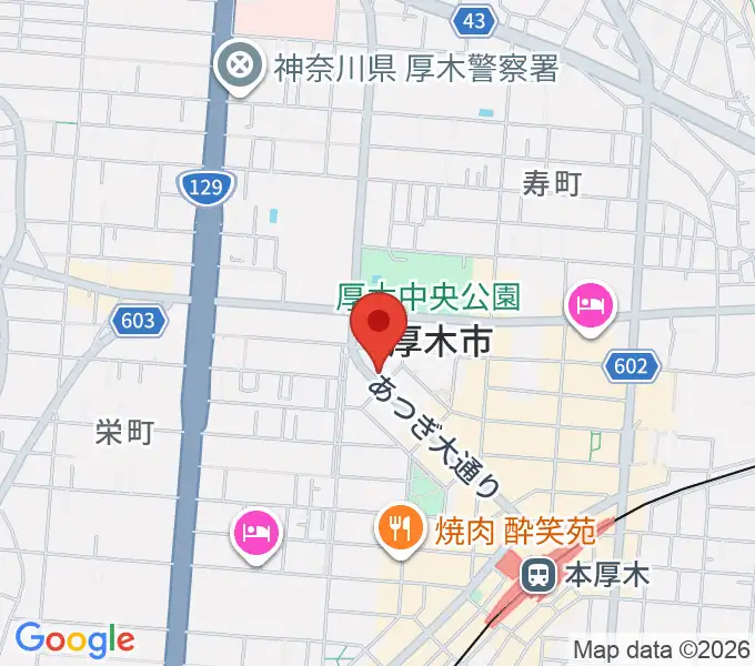 カワイ厚木ショップの地図