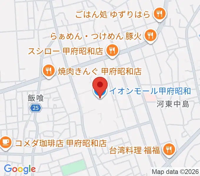 島村楽器 イオンモール甲府昭和店の地図