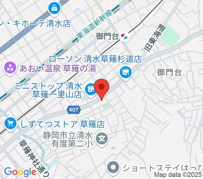 もちづき楽器 静岡草薙センターの地図