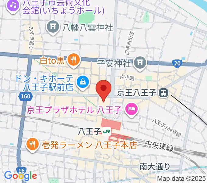 八王子市学園都市センターの地図