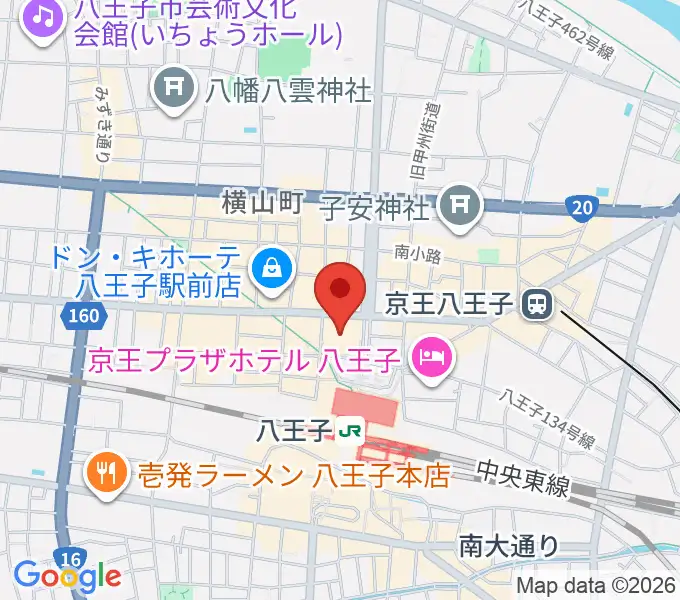 八王子市学園都市センターの地図