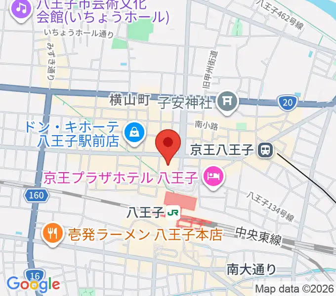 八王子市学園都市センターの地図