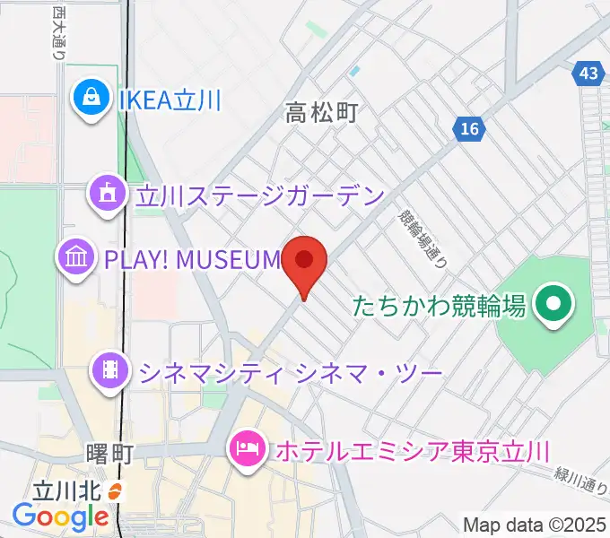 立川アオバ楽器の地図