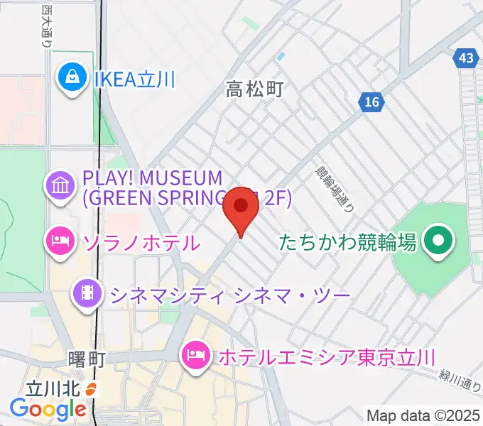 立川アオバ楽器の地図