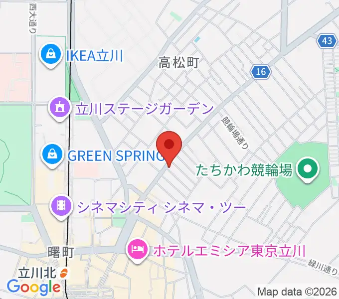 立川アオバ楽器の地図