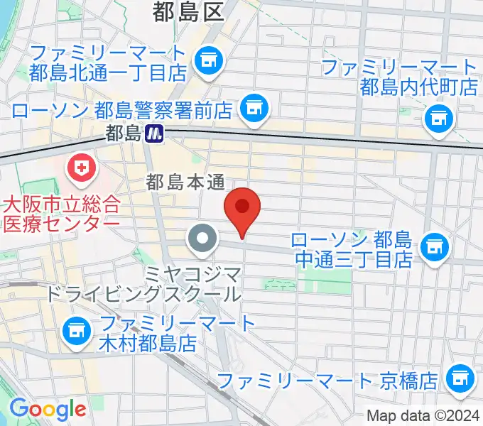 都島区の上野音楽学園の地図