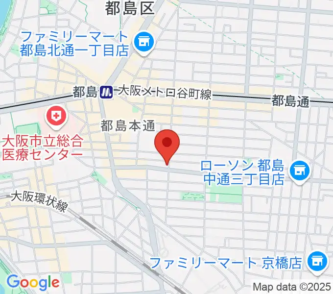 都島区の上野音楽学園の地図