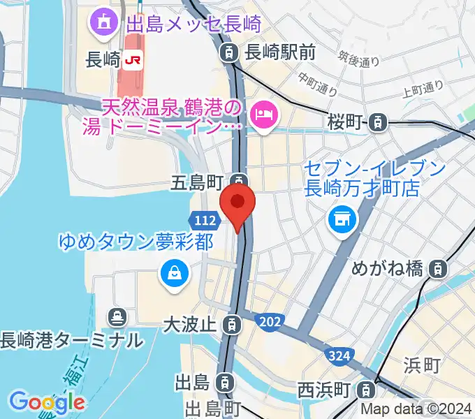 長崎ギター音楽院の地図