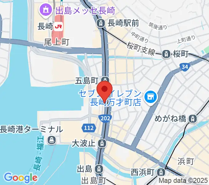 長崎ギター音楽院の地図
