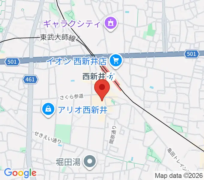島村楽器 パサージオ西新井店の地図