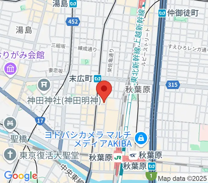 シマムラストリングス秋葉原の地図