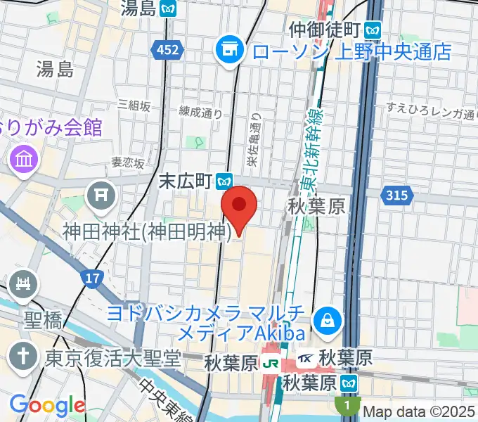 シマムラストリングス秋葉原の地図
