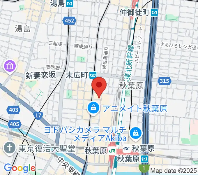 シマムラストリングス秋葉原の地図