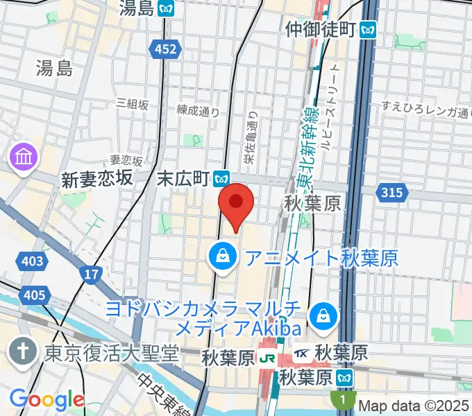 シマムラストリングス秋葉原の地図