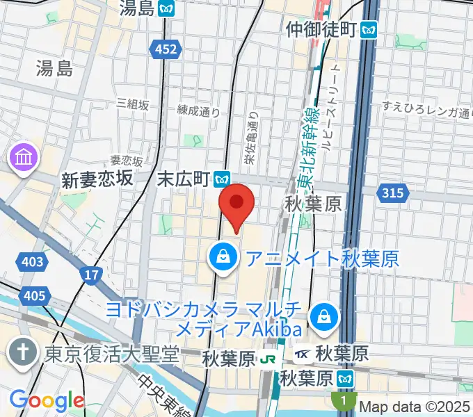 シマムラストリングス秋葉原の地図