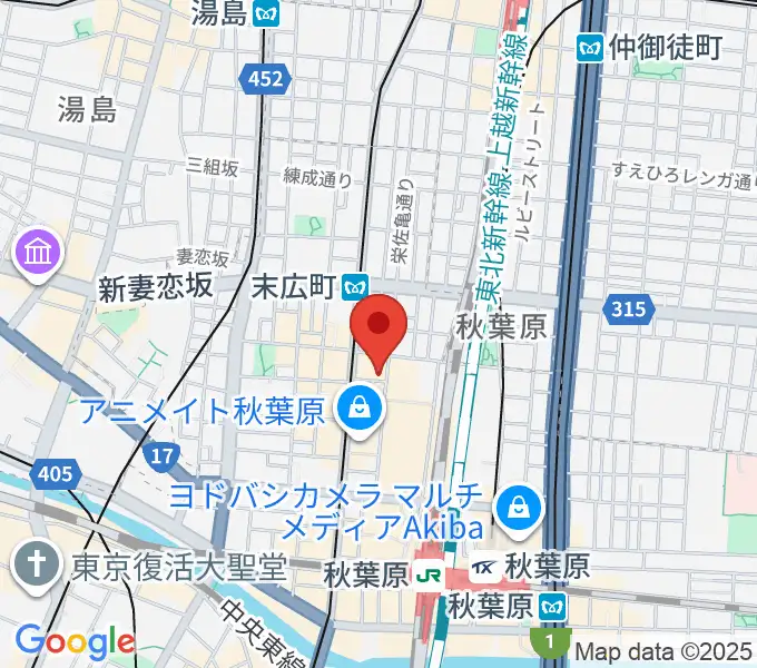 シマムラストリングス秋葉原の地図