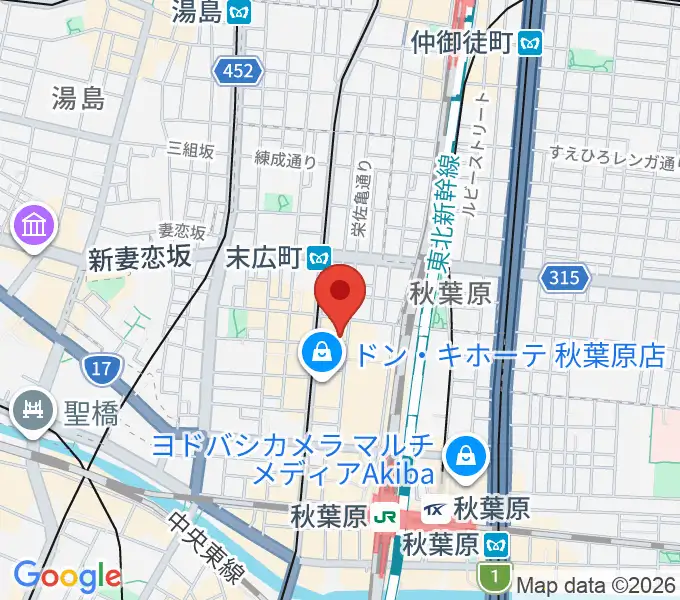 シマムラストリングス秋葉原の地図