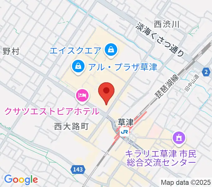 JEUGIA草津Aスクエア店の地図