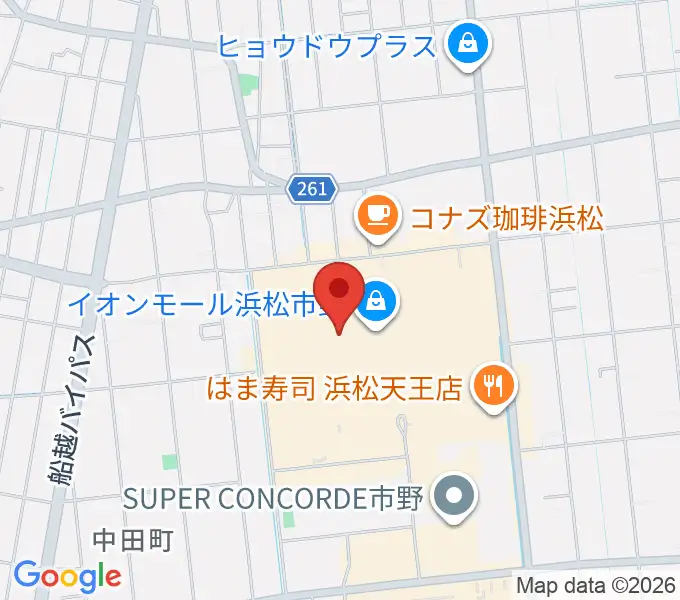 島村楽器 イオンモール浜松市野店の地図