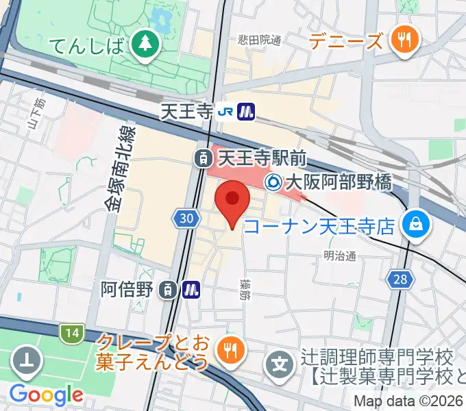 島村楽器 あべのand店の地図