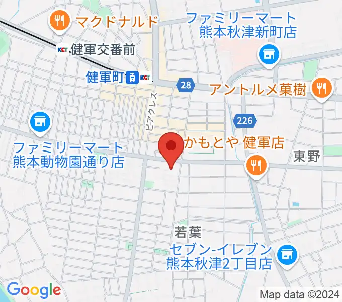 熊本市健軍文化ホールの地図