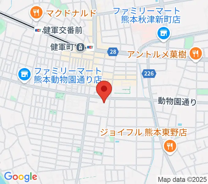 熊本市健軍文化ホールの地図