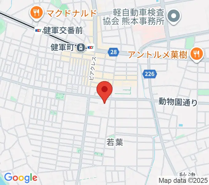 熊本市健軍文化ホールの地図