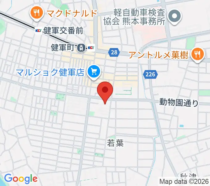 熊本市健軍文化ホールの地図