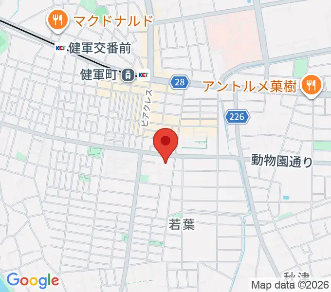 熊本市健軍文化ホールの地図